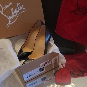 Christian Louboutins Black Kid Leather Breche 100 Heel Sz 36